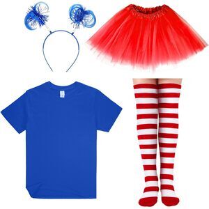 3799 Tulle Tutu Costume Accessoriess Set, T Shirt Striped Thigh